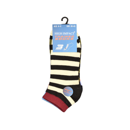 Mens Trainer Socks - Mixed Stripes Pattern (12 Pairs)