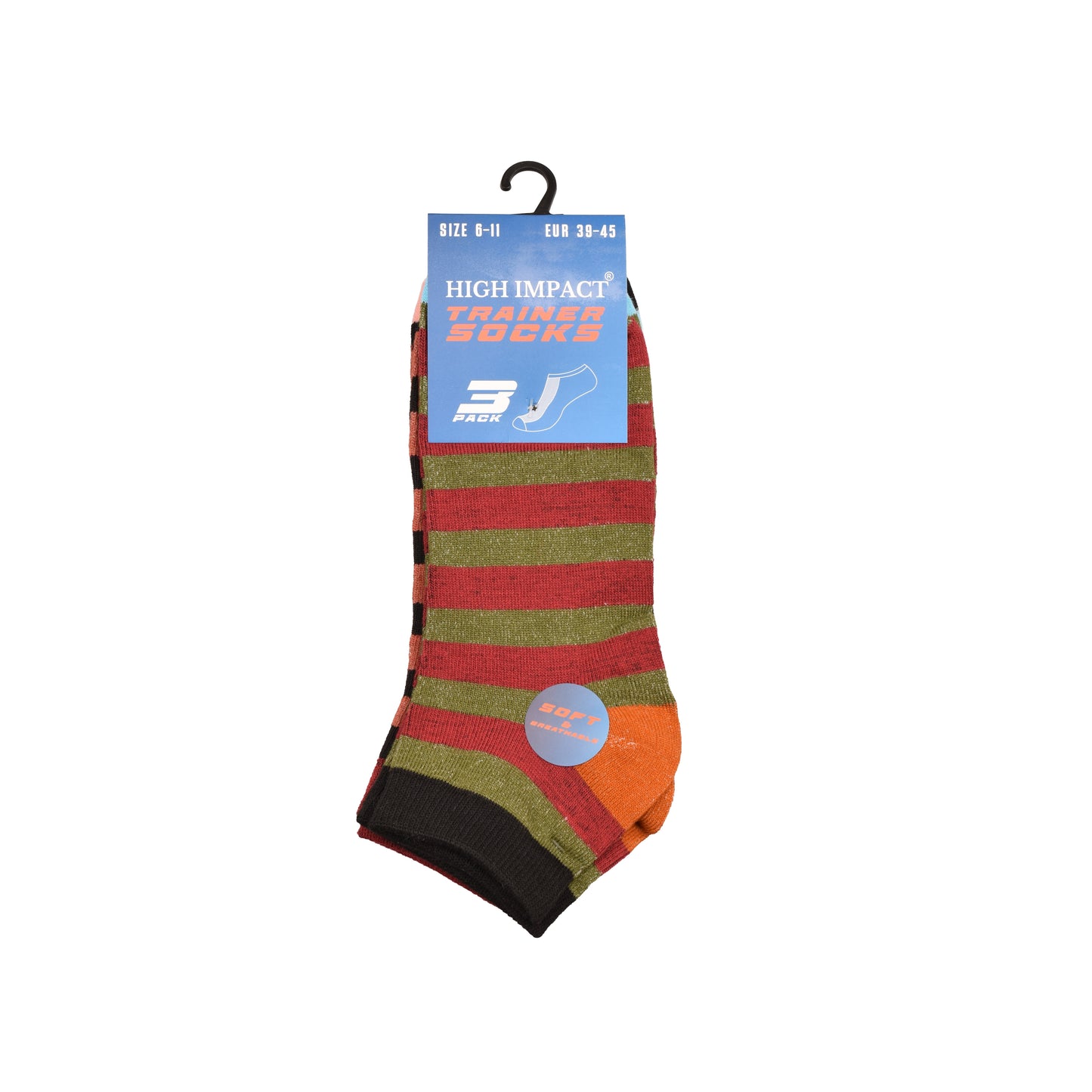 Mens Trainer Socks - Mixed Stripes Pattern (12 Pairs)