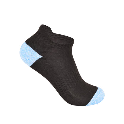 Ladies Cushioned Trainer Socks - Black-Contrast Heel/Toe (12 Pairs)
