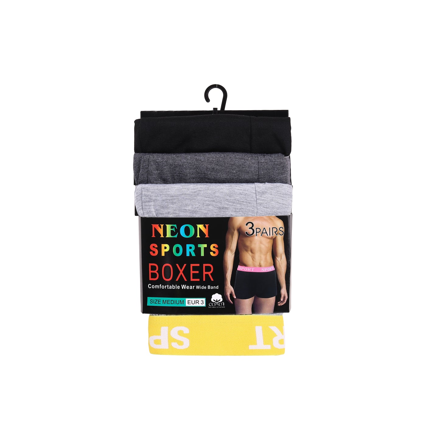 High Impact Men's Boxer Shorts with Neon Sport Waistband