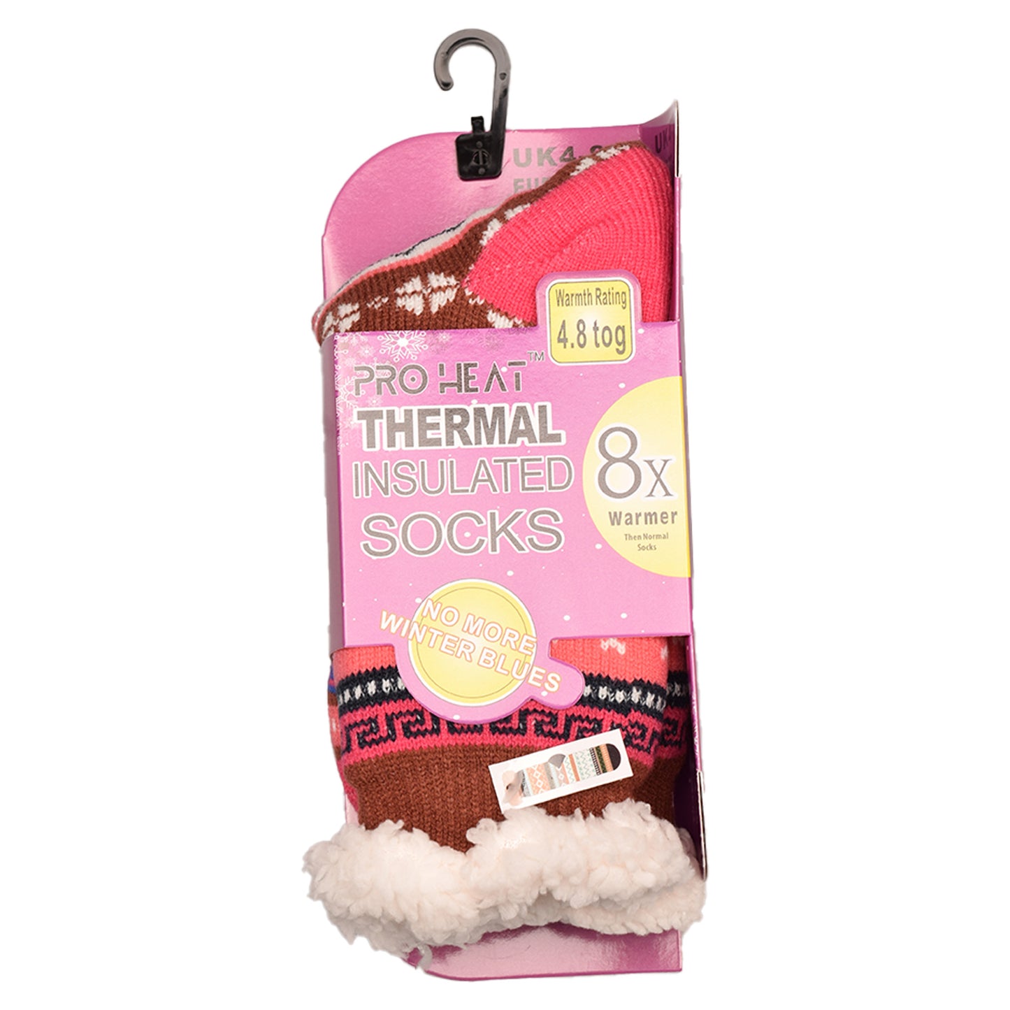 Ladies 4.8 TOG Cosy Slipper Socks - Bright Nordic & Fair Isle