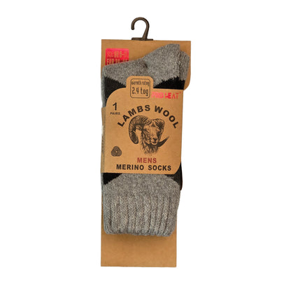 Mens Merino Lambs Wool Socks - Diamond (12 Pairs)