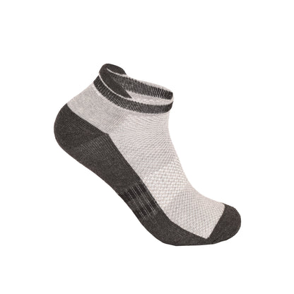 Mens Cushioned Trainer Socks - Sport Stripe Black/Grey (12 Pairs)