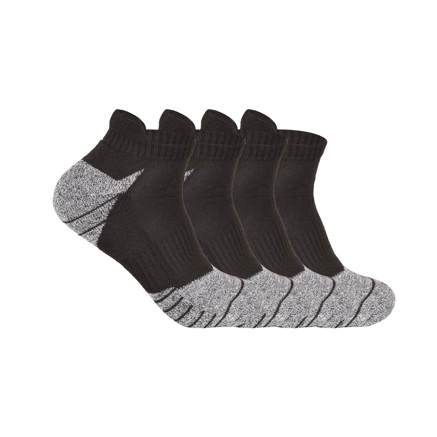 Mens Cushioned Trainer Socks - Black/Grey (12 Pairs)