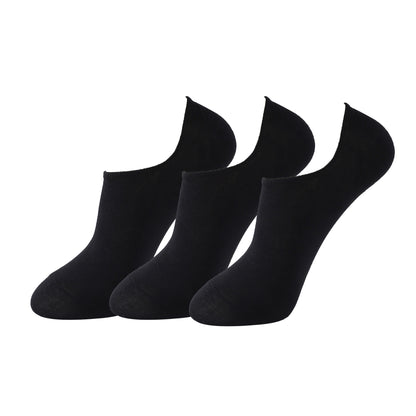 Mens No Show Socks - Plain Black (12 Pairs)