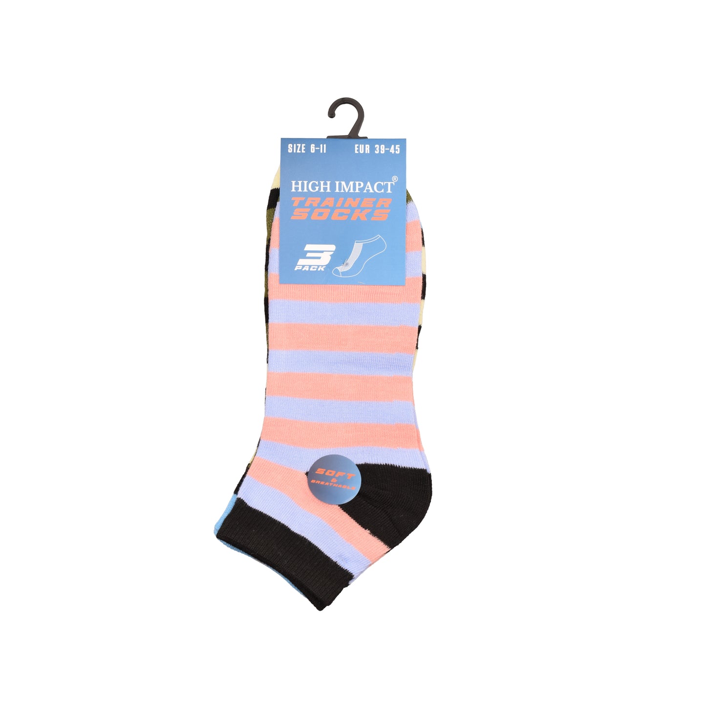 Mens Trainer Socks - Mixed Stripes Pattern (12 Pairs)