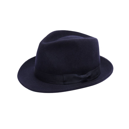 Premium Australian Wool Crushable Trilby Hat - Navy Blue