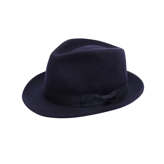Premium Australian Wool Crushable Trilby Hat - Navy Blue