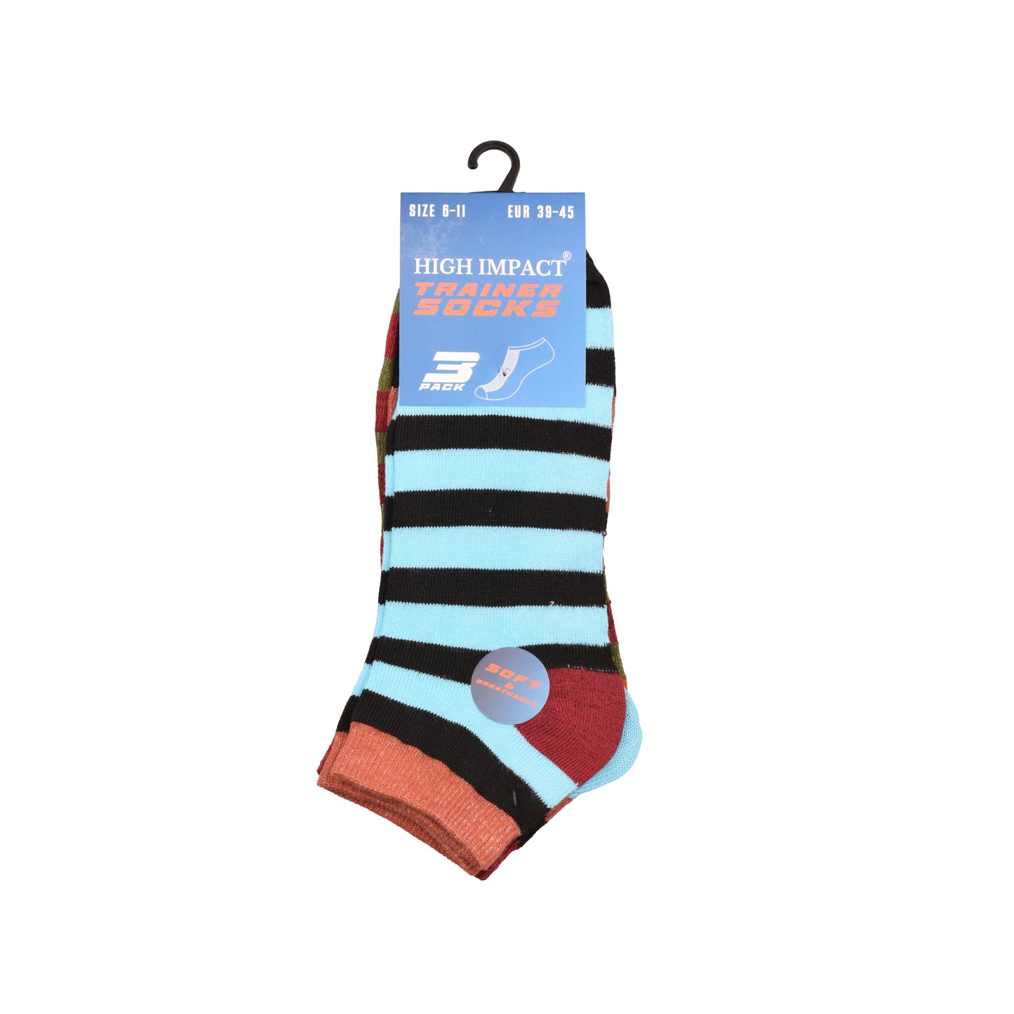 Mens Trainer Socks - Mixed Stripes Pattern (12 Pairs)