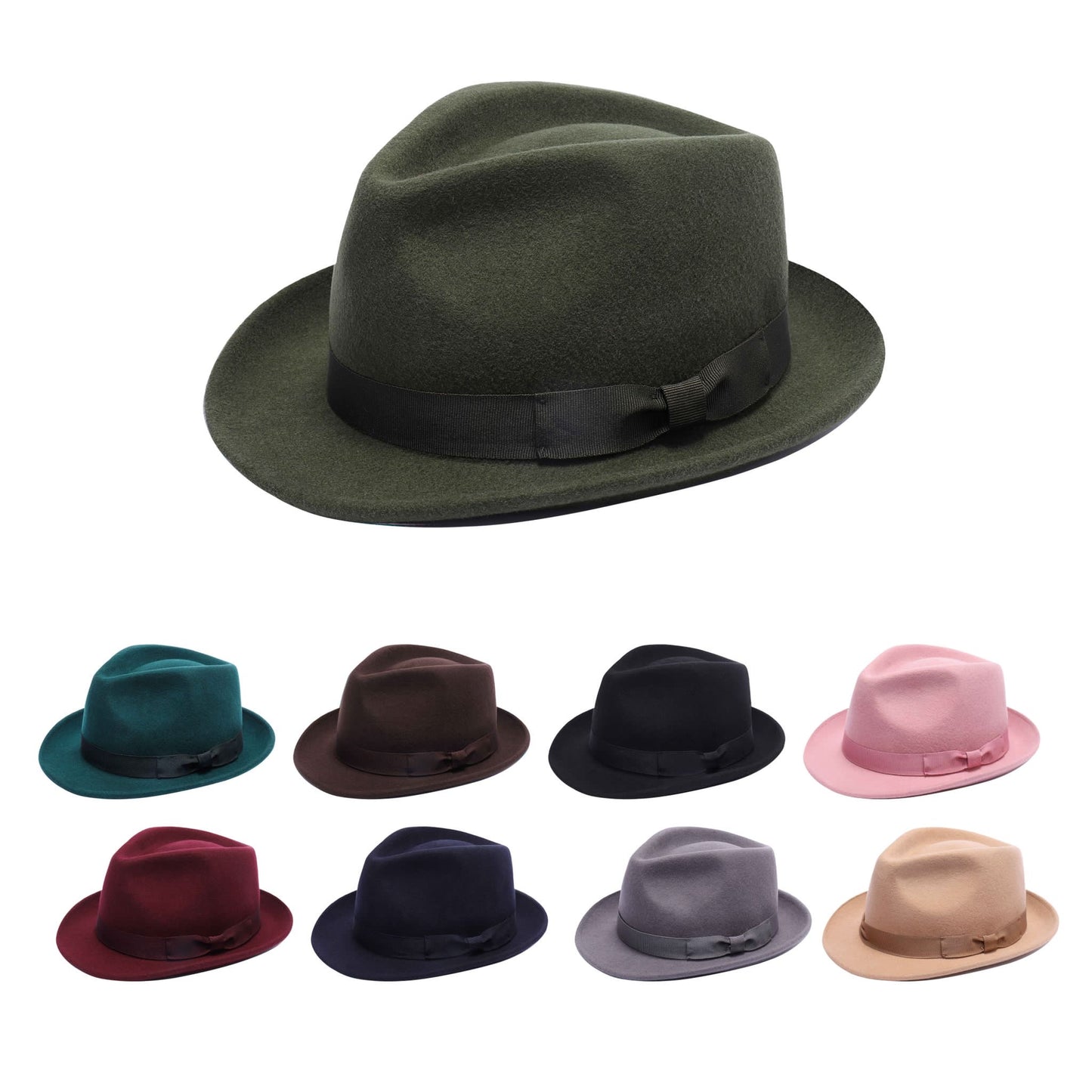 Premium Australian Wool Crushable Trilby Hat - Red