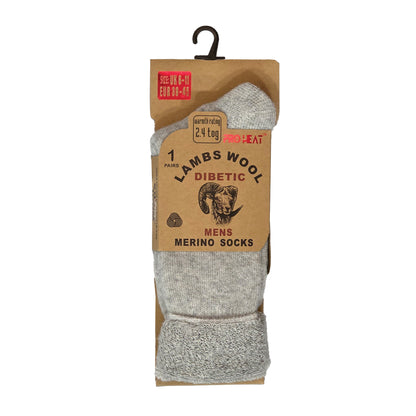 Mens Diabetic Merino Lambs Wool Socks - Assorted (12 Pairs)
