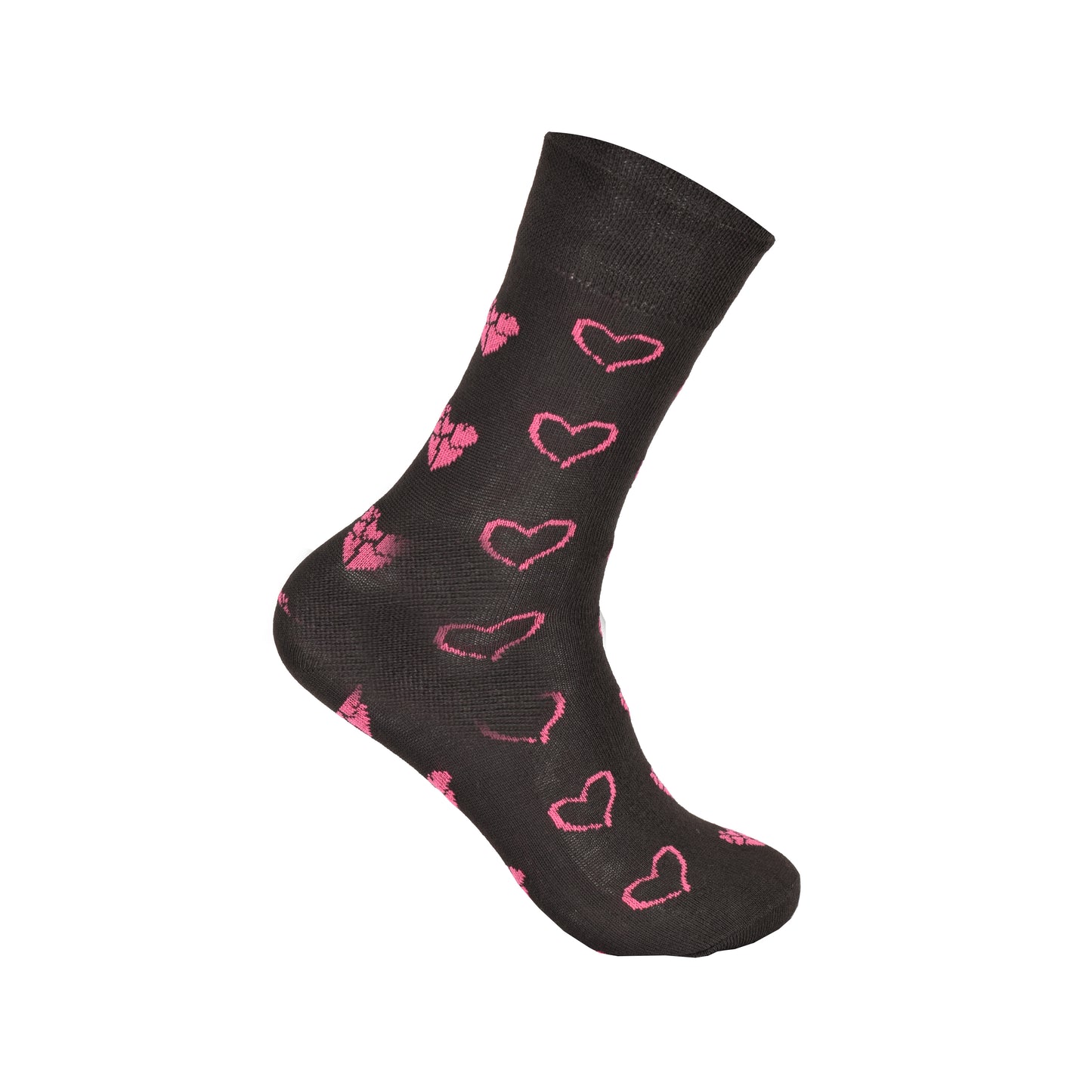 Ladies Non Elastic Diabetic Socks - Hearts/Polka Dot Pattern (12 Pairs)