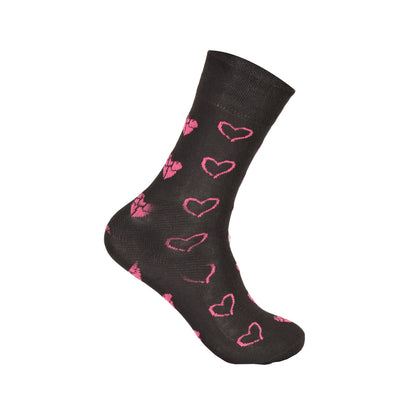 Ladies Non Elastic Diabetic Socks - Hearts/Polka Dot Pattern (12 Pairs)