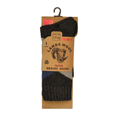 Mens Merino Lambs Wool Socks - Diamond (12 Pairs)