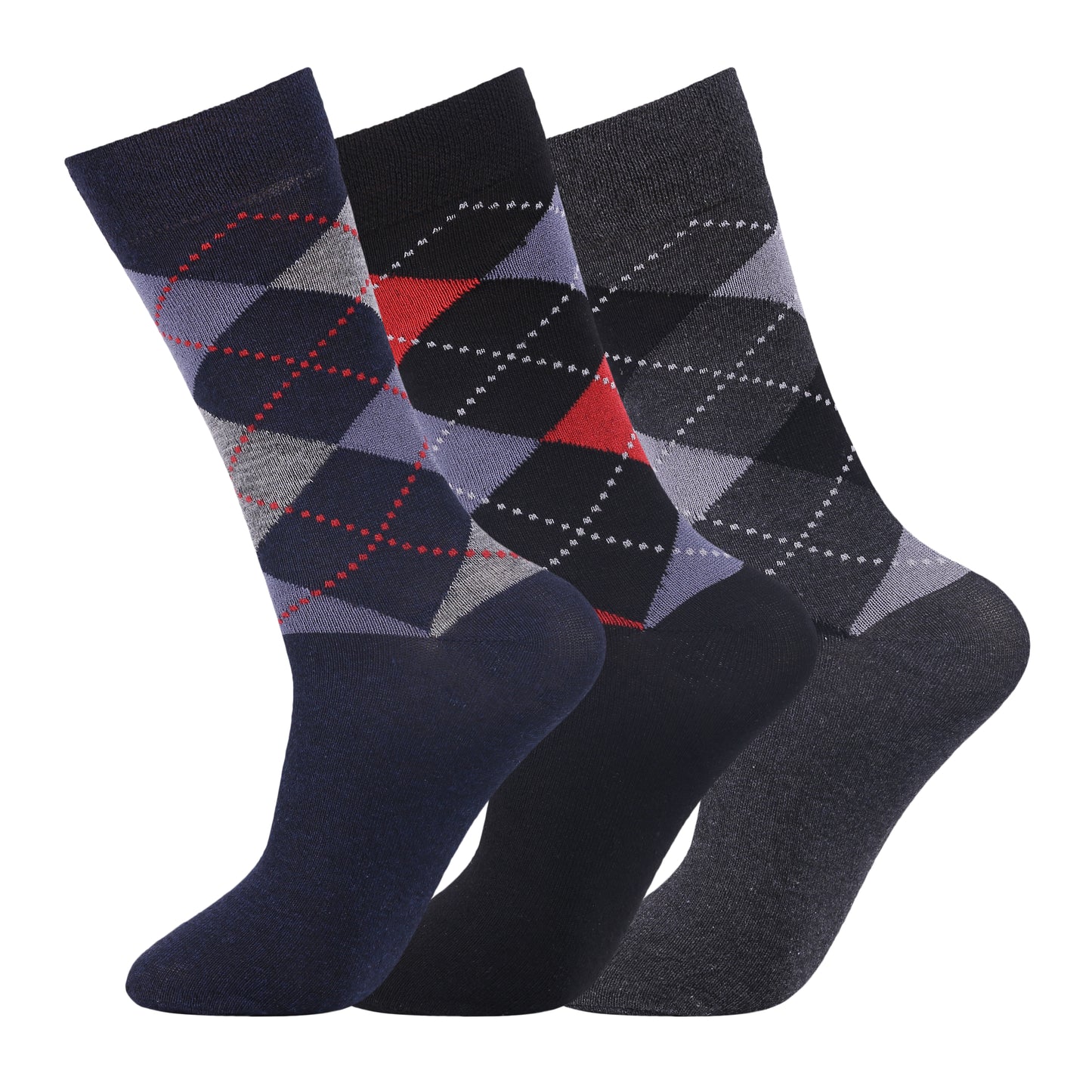 Mens Non Elastic Diabetic Socks - Bright Argyle (12 Pairs)