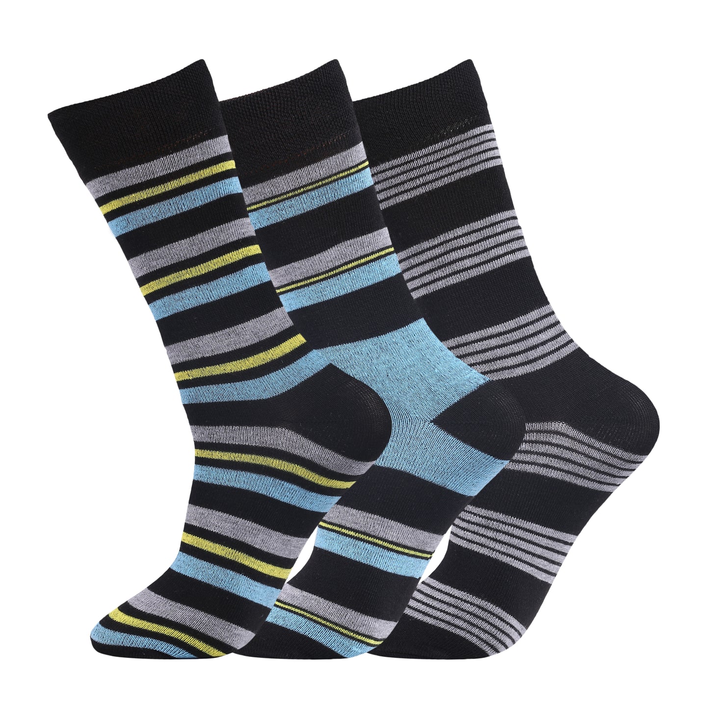 Mens Non Elastic Diabetic Socks - Stripes (12 Pairs)