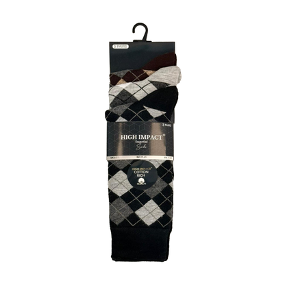 Mens Dress Socks - Argyle Diamond Pattern (12 Pairs)