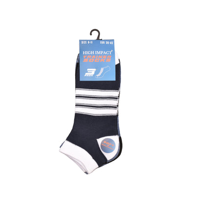 Mens Trainer Socks - Horizontal Stripe (12 Pairs)