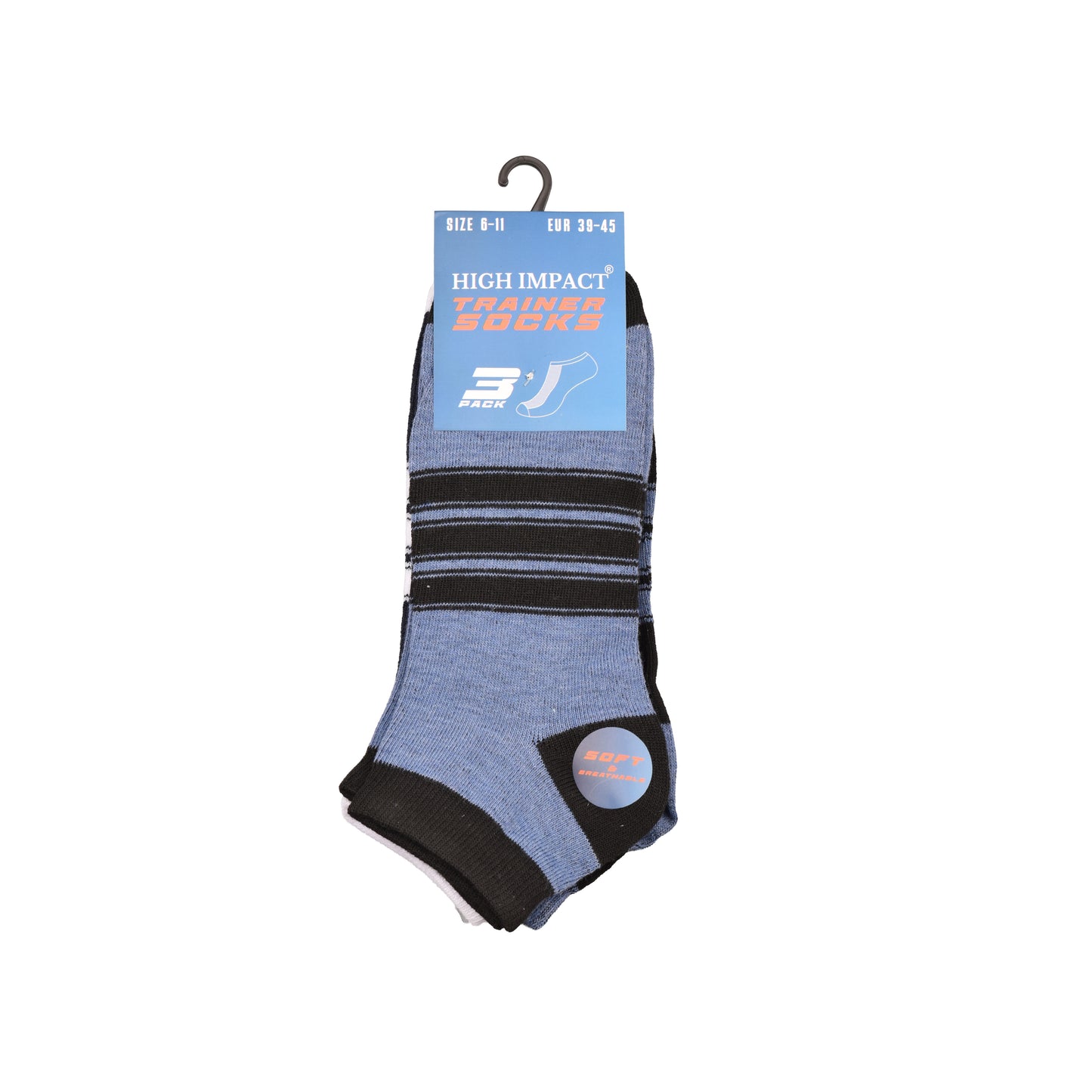 Mens Trainer Socks - Horizontal Stripe (12 Pairs)