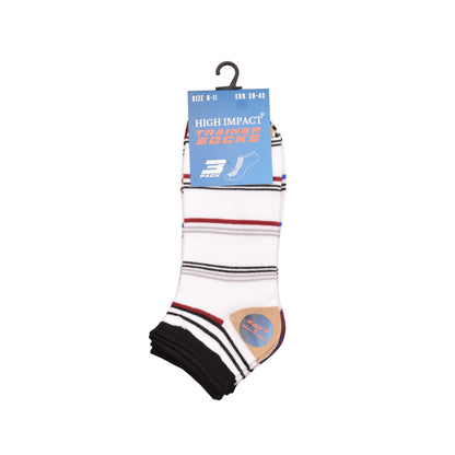 Mens Trainer Socks - Striped Pattern Assorted (12 Pairs)