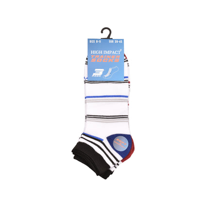Mens Trainer Socks - Striped Pattern Assorted (12 Pairs)