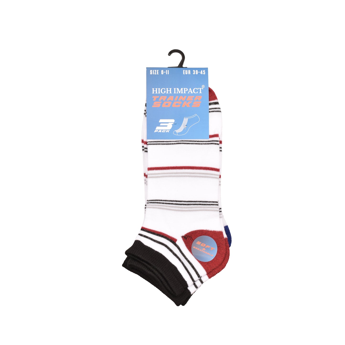 Mens Trainer Socks - Striped Pattern Assorted (12 Pairs)