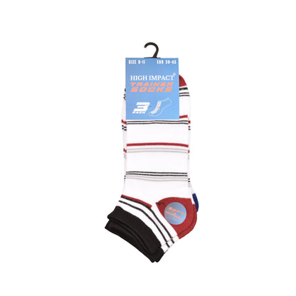 Mens Trainer Socks - Striped Pattern Assorted (12 Pairs)