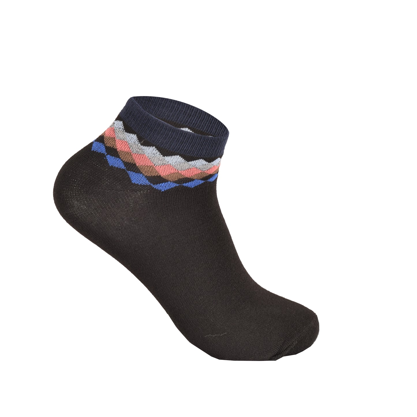 Mens Trainer Socks - Assorted Diamond Pattern (12 Pairs)