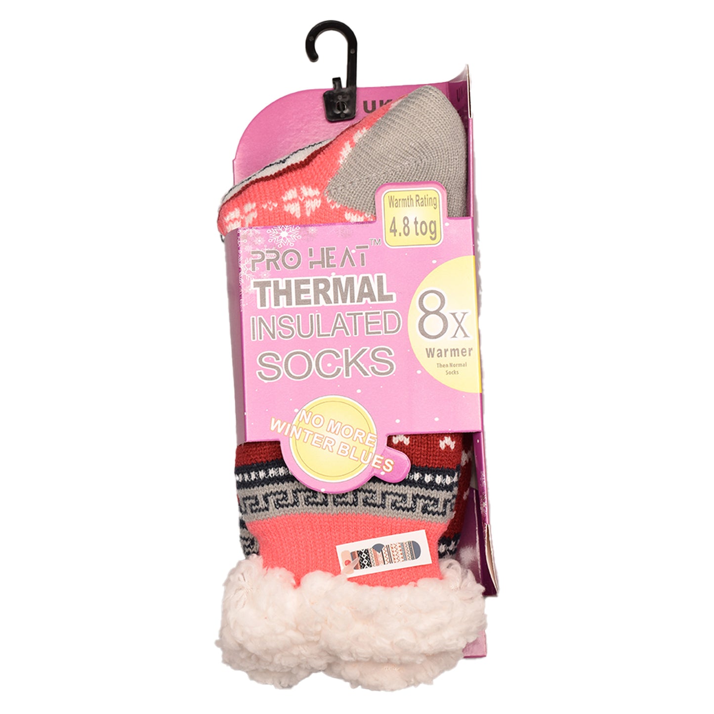 Ladies 4.8 TOG Cosy Slipper Socks - Bright Nordic & Fair Isle