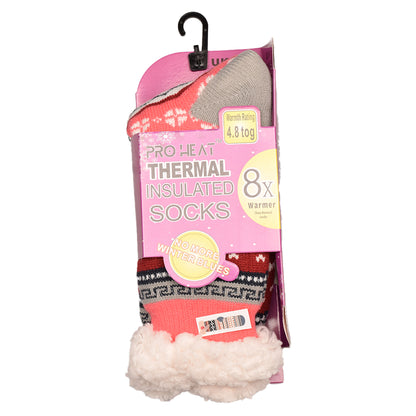 Ladies 4.8 TOG Cosy Slipper Socks - Bright Nordic & Fair Isle