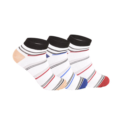 Mens Trainer Socks - Striped Pattern Assorted (12 Pairs)