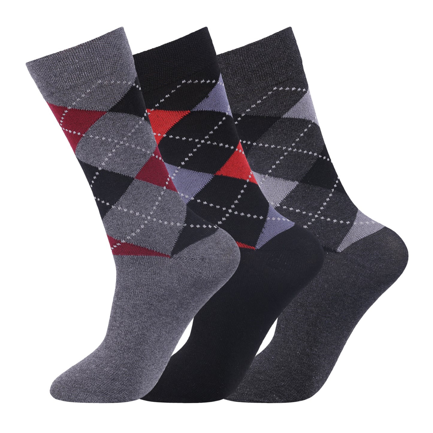 Mens Non Elastic Diabetic Socks - Bright Argyle (12 Pairs)