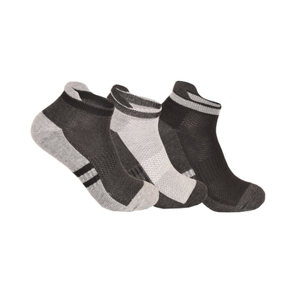 Mens Cushioned Trainer Socks - Sport Stripe Black/Grey (12 Pairs)