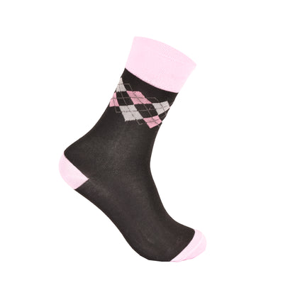 Ladies Non Elastic Diabetic Socks - Stripes/Diamond (12 Pairs)