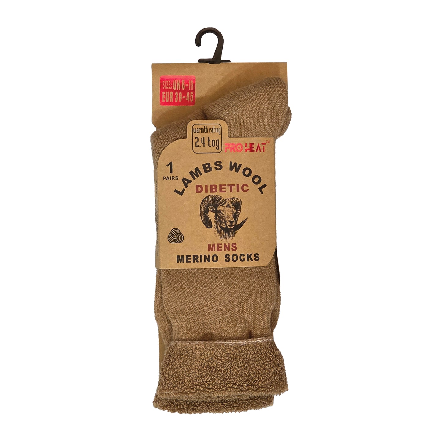 Mens Diabetic Merino Lambs Wool Socks - Assorted (12 Pairs)