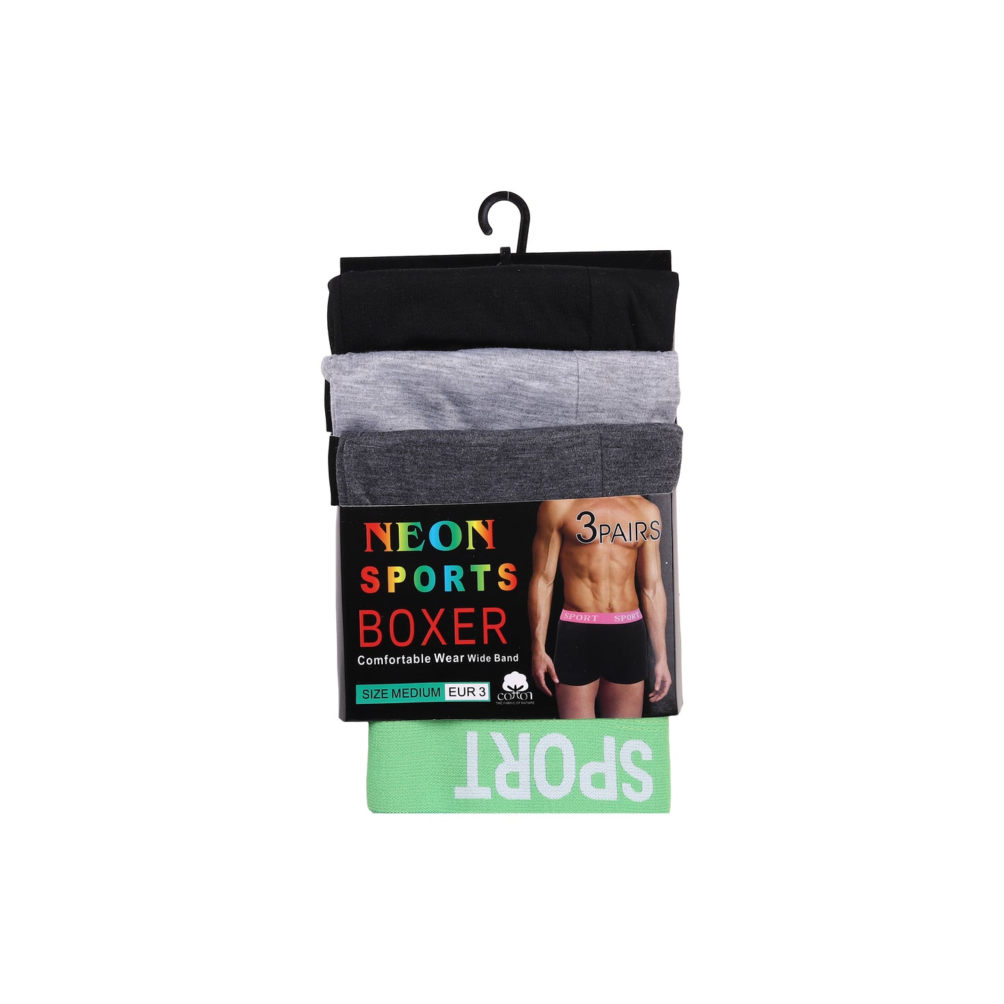 High Impact Men's Boxer Shorts with Neon Sport Waistband