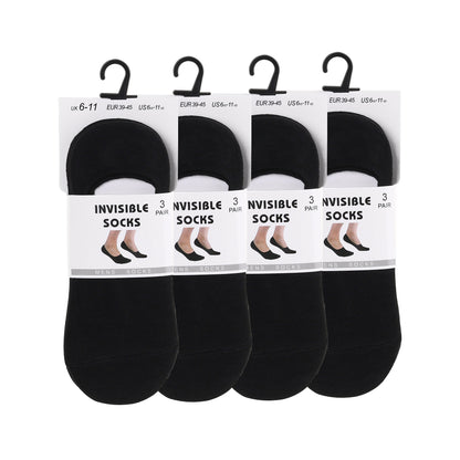 Mens No Show Socks - Plain Black (12 Pairs)