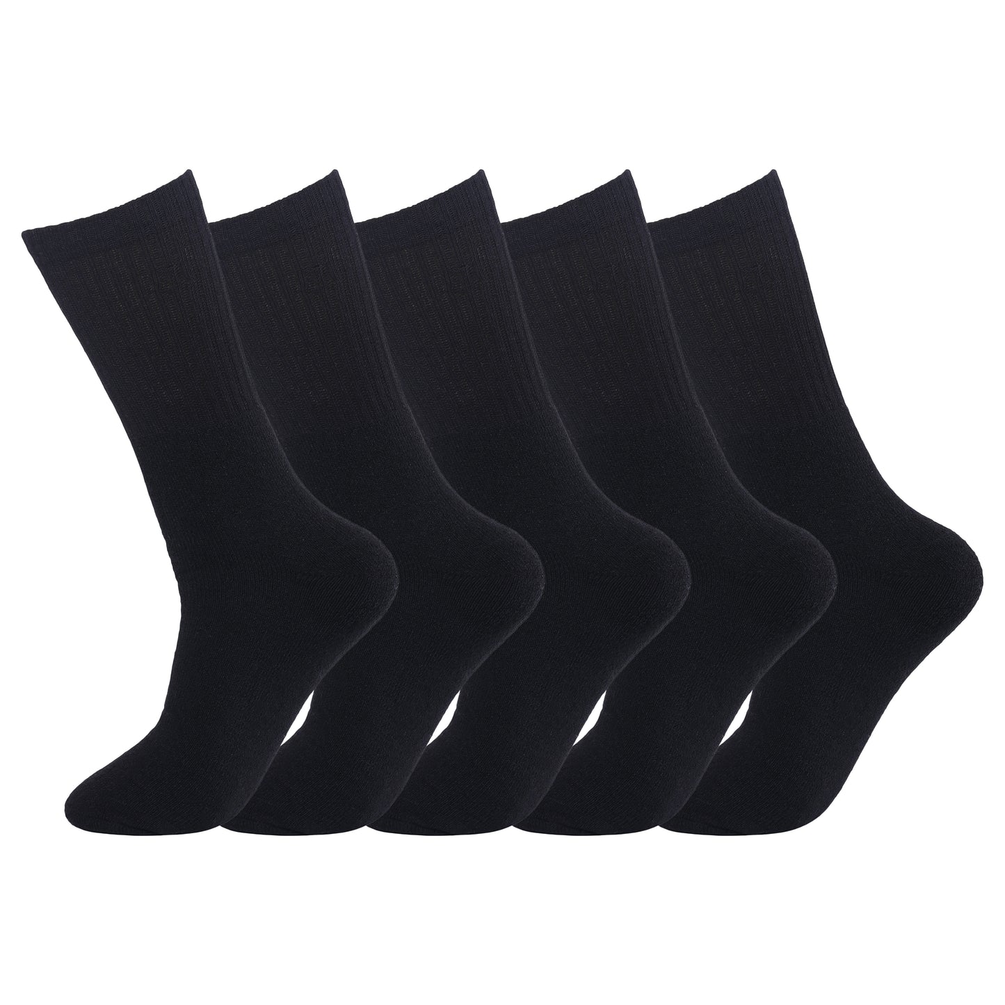 Mens 5 Pair Pair Sport Socks - Plain Black (30 Pairs)