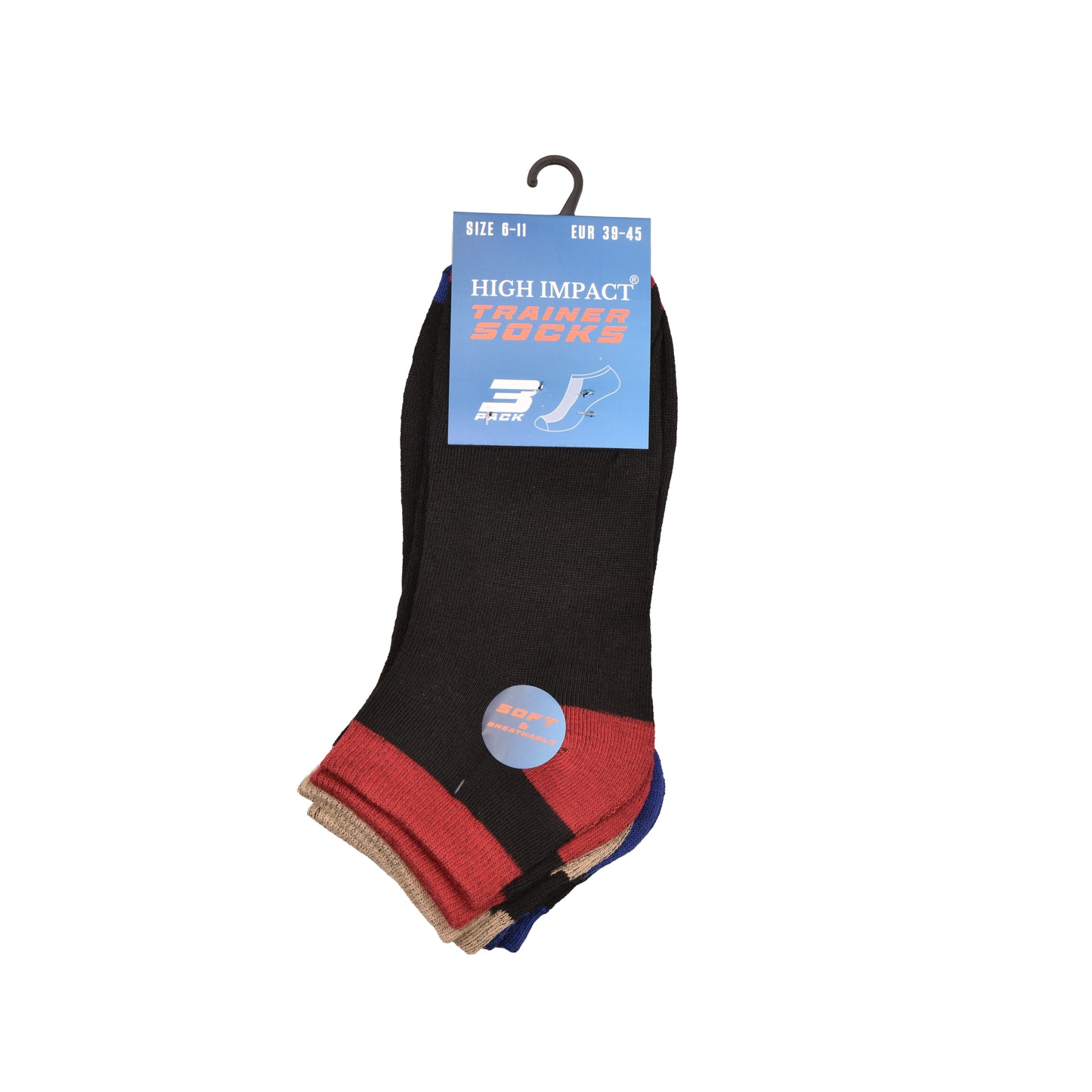 Mens Trainer Socks - Assorted Heel (12 Pairs)