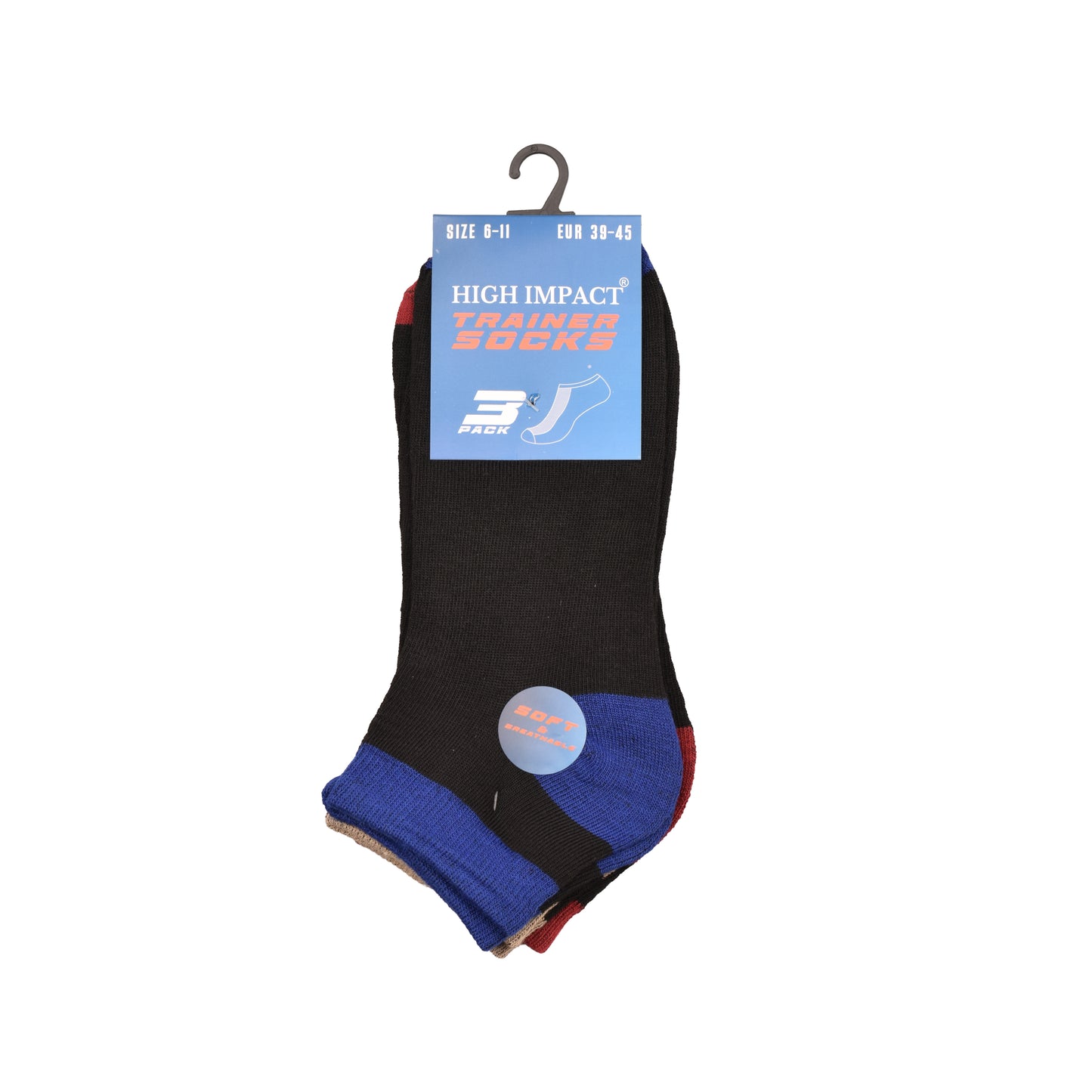 Mens Trainer Socks - Assorted Heel (12 Pairs)