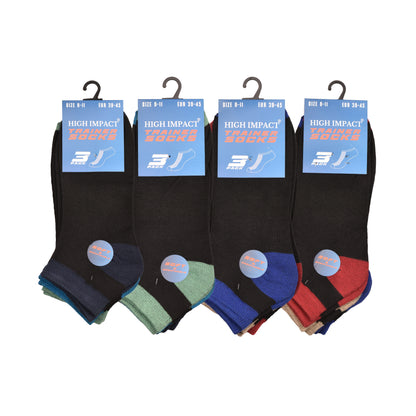 Mens Trainer Socks - Assorted Heel (12 Pairs)