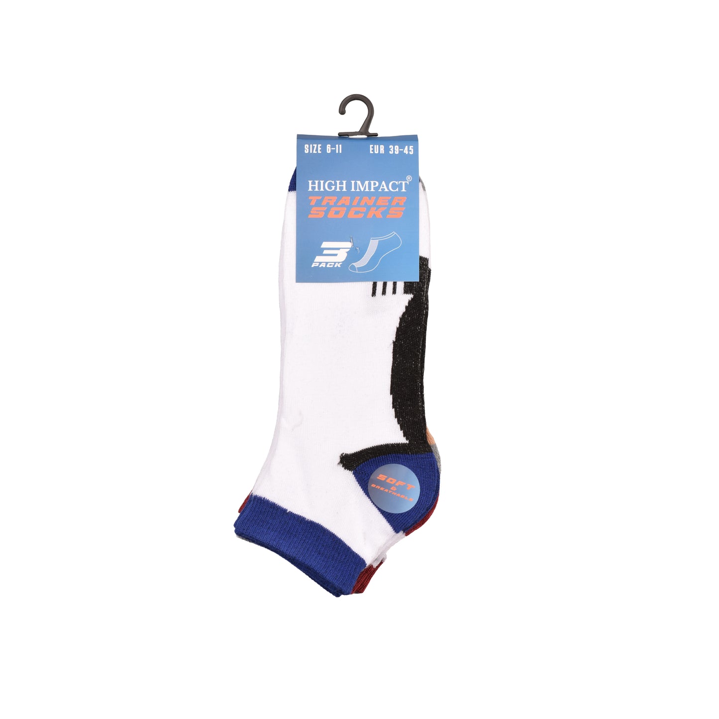 Mens Trainer Socks - Contrast Panel Assorted (12 Pairs)