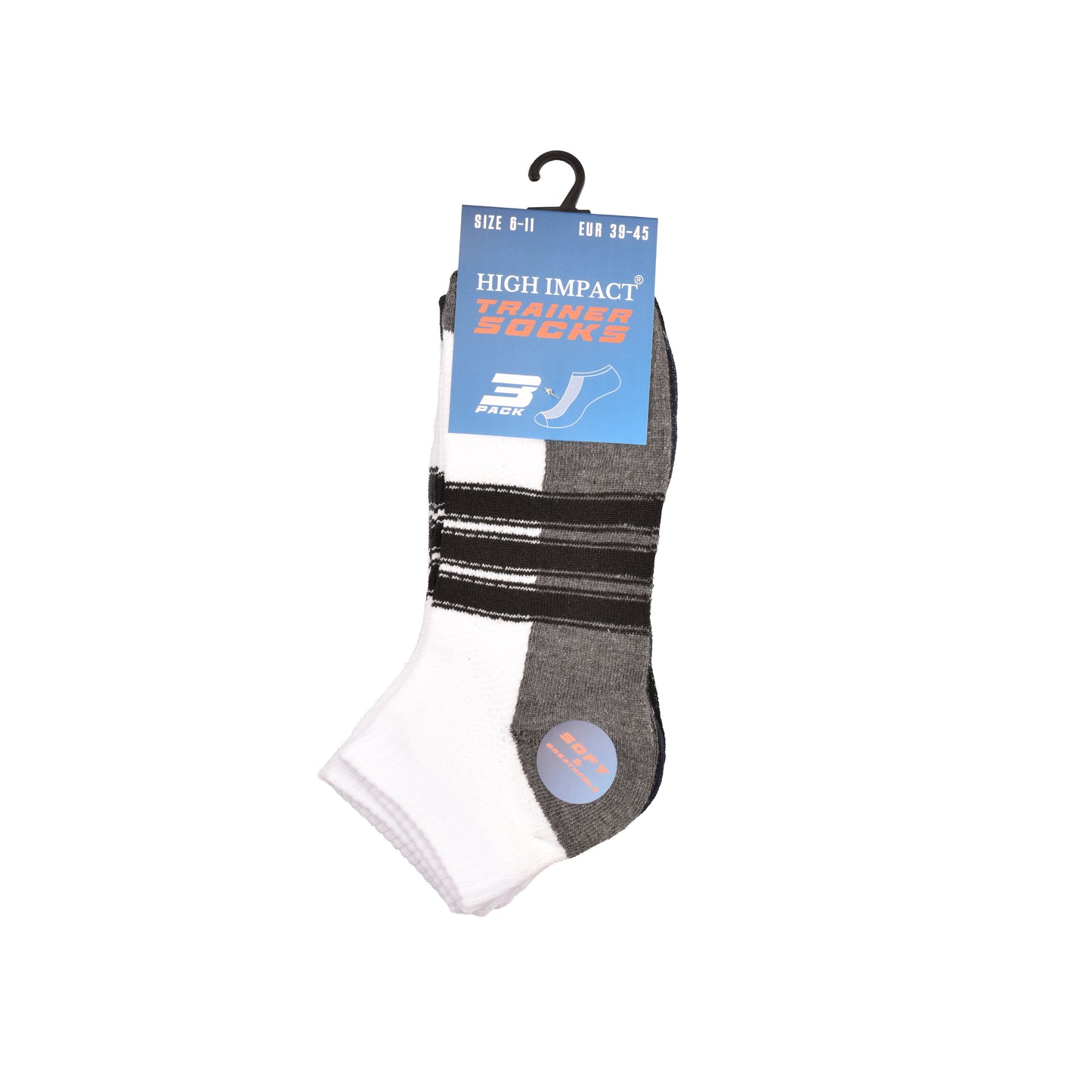 Mens Trainer Socks - Multi Stripe Pattern (12 Pairs)