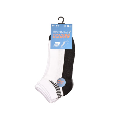 Mens Trainer Socks - Side Panel Stripe Pattern (12 Pairs)