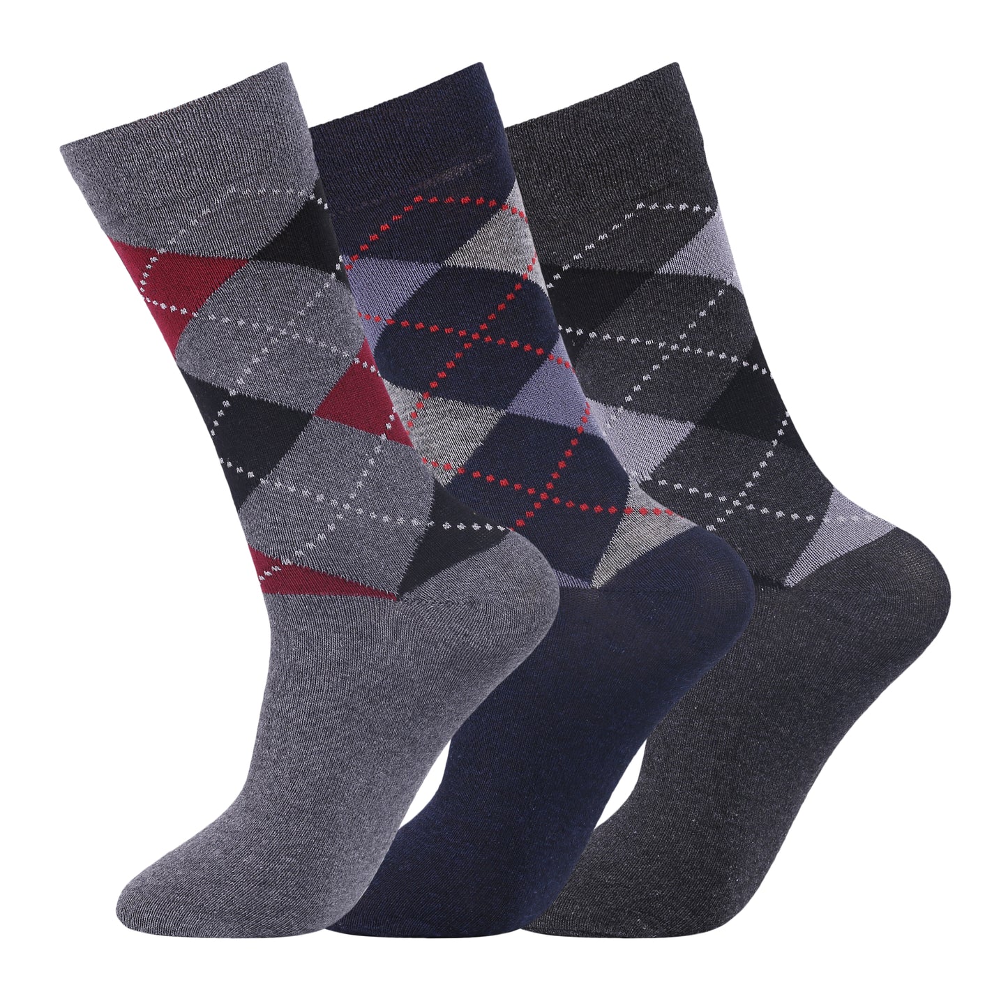 Mens Non Elastic Diabetic Socks - Bright Argyle (12 Pairs)