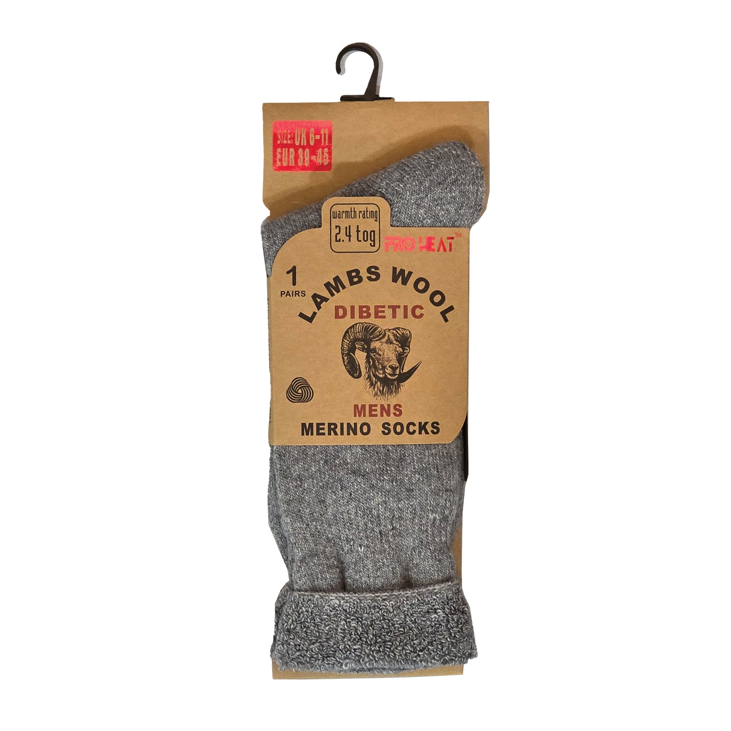 Mens Diabetic Merino Lambs Wool Socks - Assorted (12 Pairs)