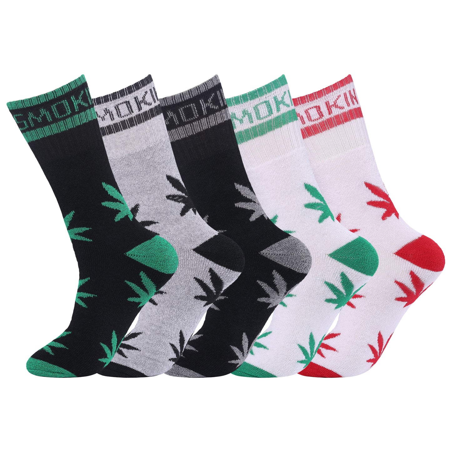 Mens 5 Pair Pair Sport Socks - Stay Smokin Ganja V2 (30 Pairs)