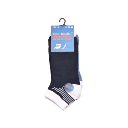 Mens Trainer Socks - Contrast Triple Stripe (12 Pairs)