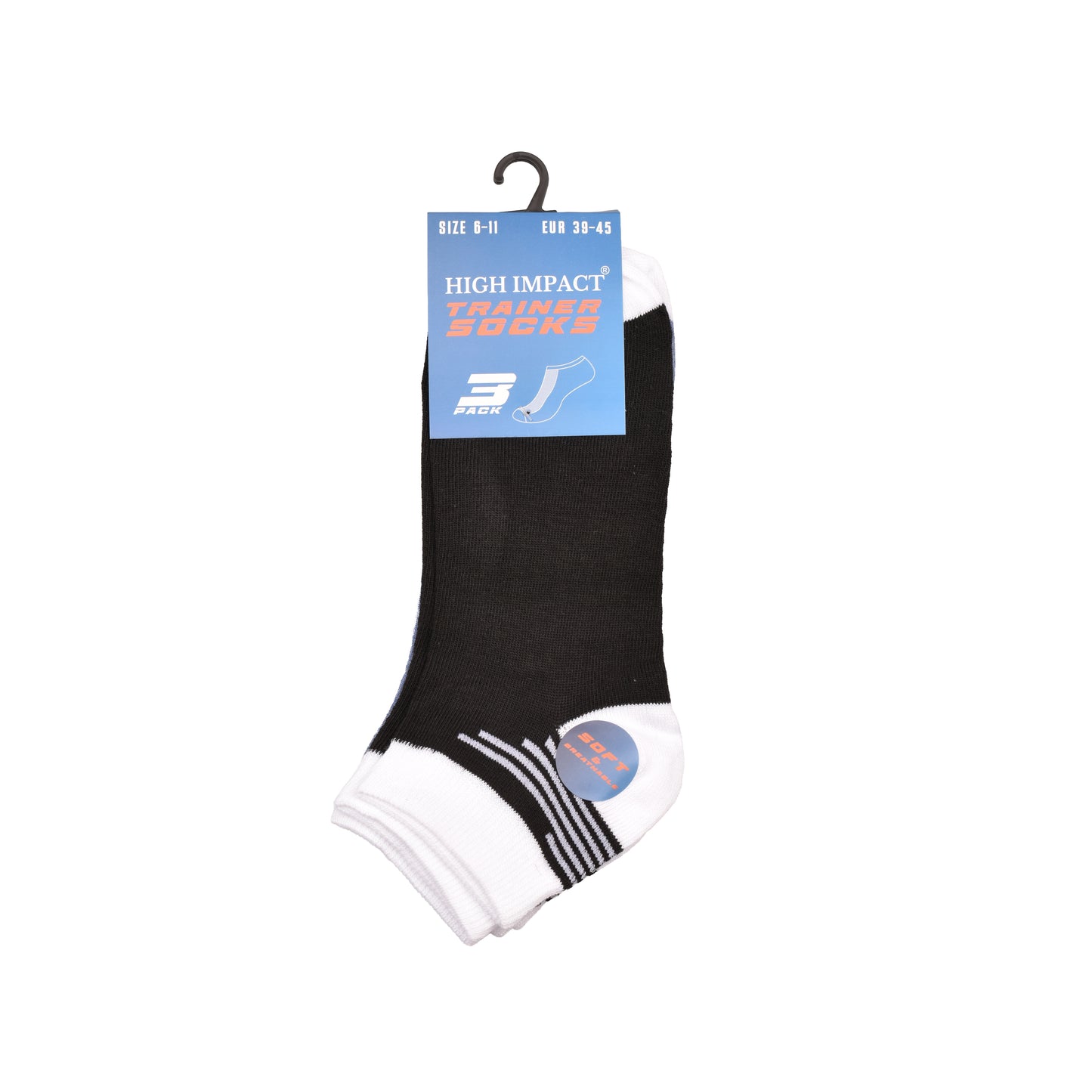 Mens Trainer Socks - Contrast Triple Stripe (12 Pairs)