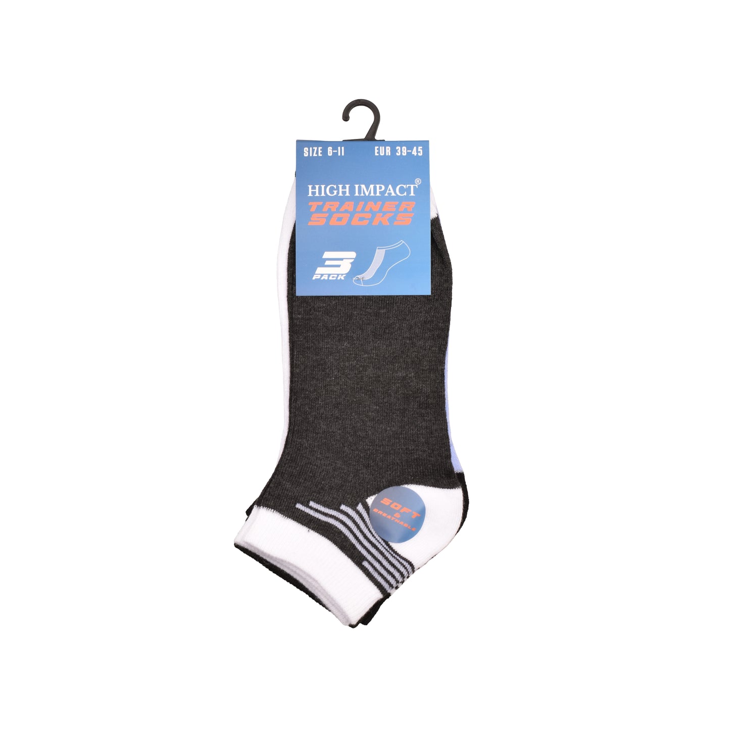 Mens Trainer Socks - Cuff Stripe Assorted (12 Pairs)